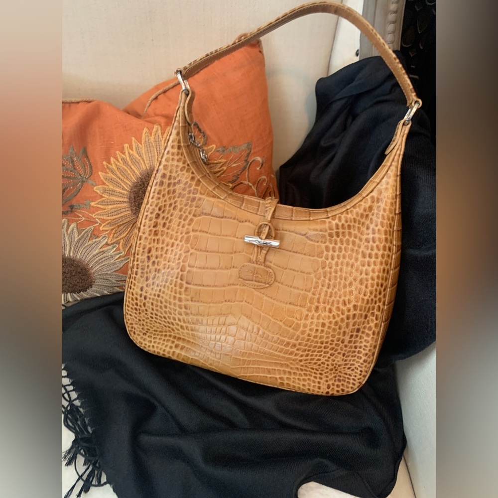 Lougchamp embossed crocodile leather